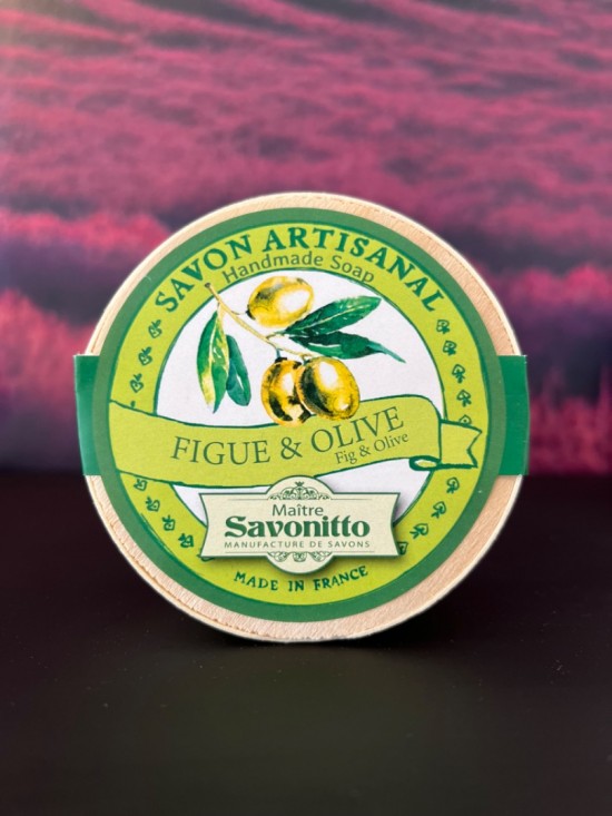 Vijgen en olijf zeep in houten doos maitre savonitto