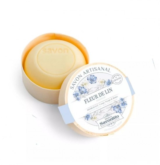 fleur de lin zeep linnen zeep in houten doosje