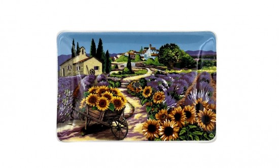 Keramieken Zeepbakje – Lavendel & Zonnebloem motief