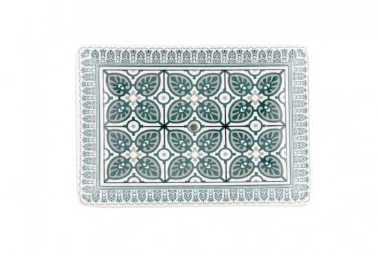 Keramieken zeepbakje – Groen bladmotief & friezenrand