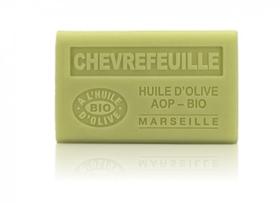 Label Provence Nature Kamperfoelie - Chèvrefuille zeepblok 125g, vierkant, biologisch en plantaardig.
