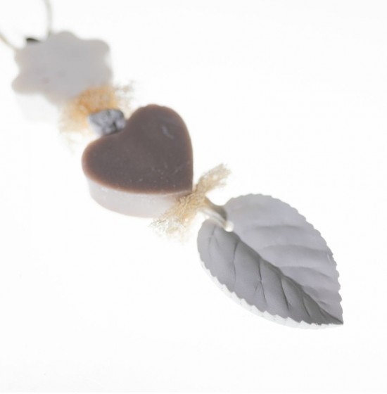 Zeepketting hart en bloem met blaadje