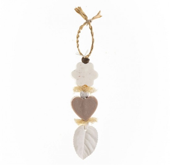 Zeepketting hart en bloem met blaadje met katoenbloem geur