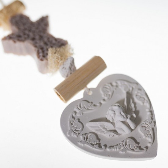 Zeepketting taupe met engelen