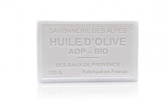 Katoenbloem Franse Zeep 125g van Label Provence Nature, natuurlijke zeep met biologische olijfolie, voor een zachte en gehydrateerde huid.