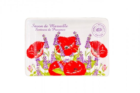 Keramieken zeepbakje met lavendel en klaproos print